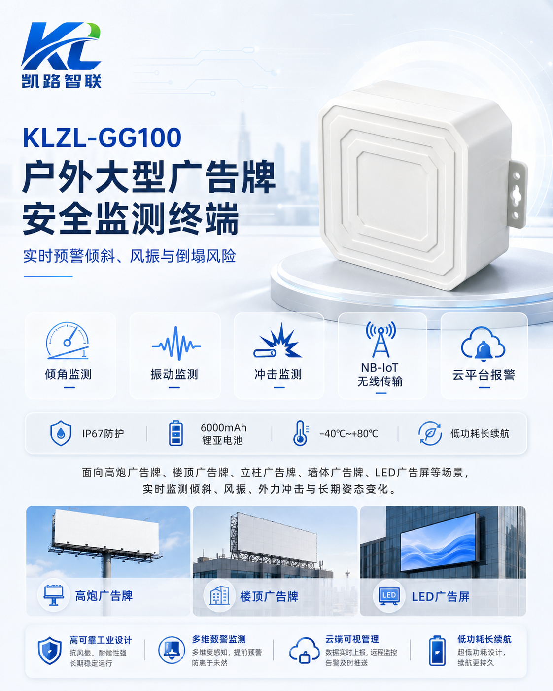 KLZL-GG100 户外大型广告牌安全监测终端产品海报